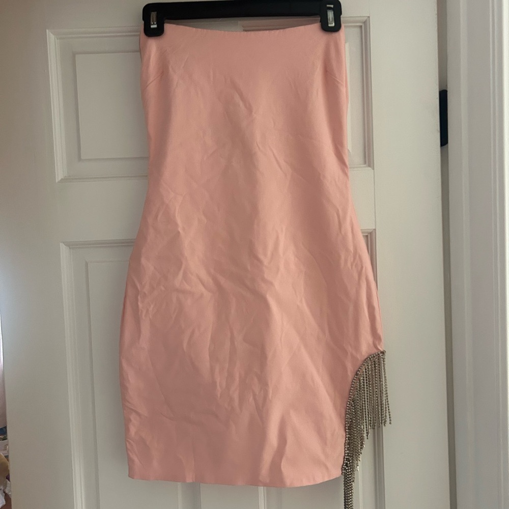 Elegant Pink Skirt with Fringe Detail